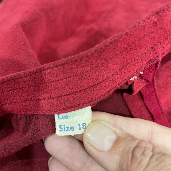 Vintage Nat Kaplan couture pink belted suede knee length skirt size 18 - Picture 10 of 10